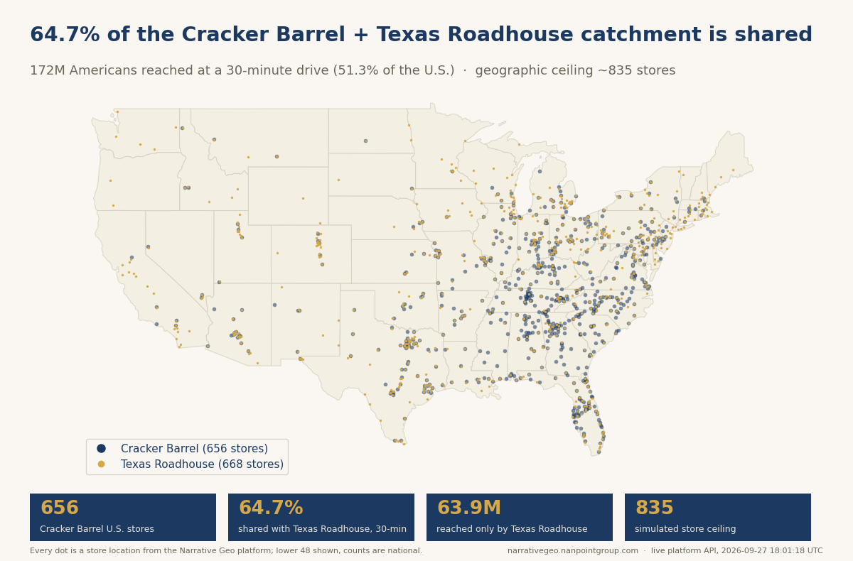 Cracker Barrel froze the map. So here is the map.
